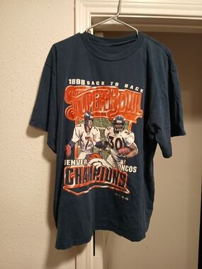 1998 Super Bowl Denver Broncos Champions Vintage Graphic Tee - Navy & Orange